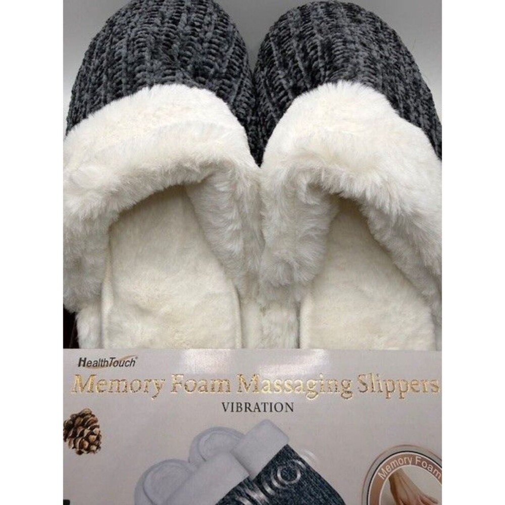HealthTouch Memory Foam Massaging Slippers Vibration Cozy Plush One Size